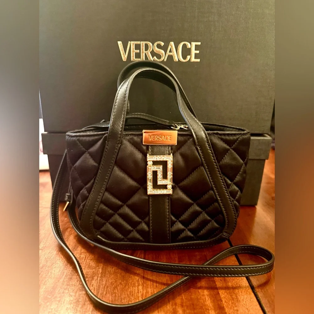 Versace Black Crystal Greca Goddess Bag with Box - Picture 2 of 6